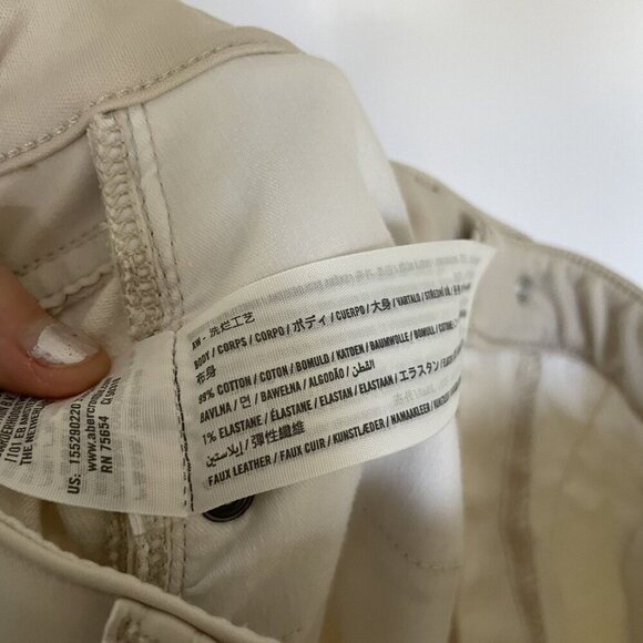 Abercrombie & Fitch white tan leather topped straight leg jeans size 29 cotton - Picture 6 of 6